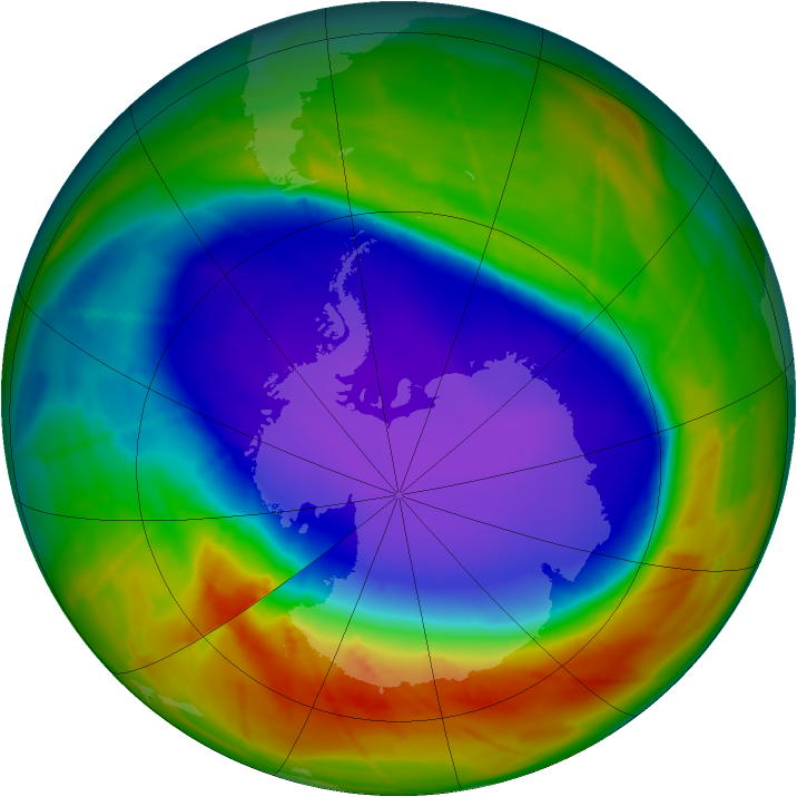 Antarctic ozone map for 02 October 2009